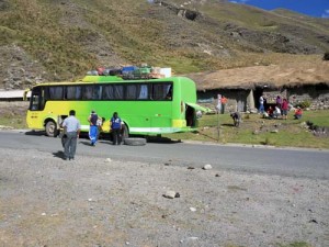 Our bus had a blown-out tire! 