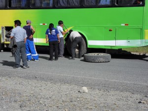 Our bus had a blown-out tire! 